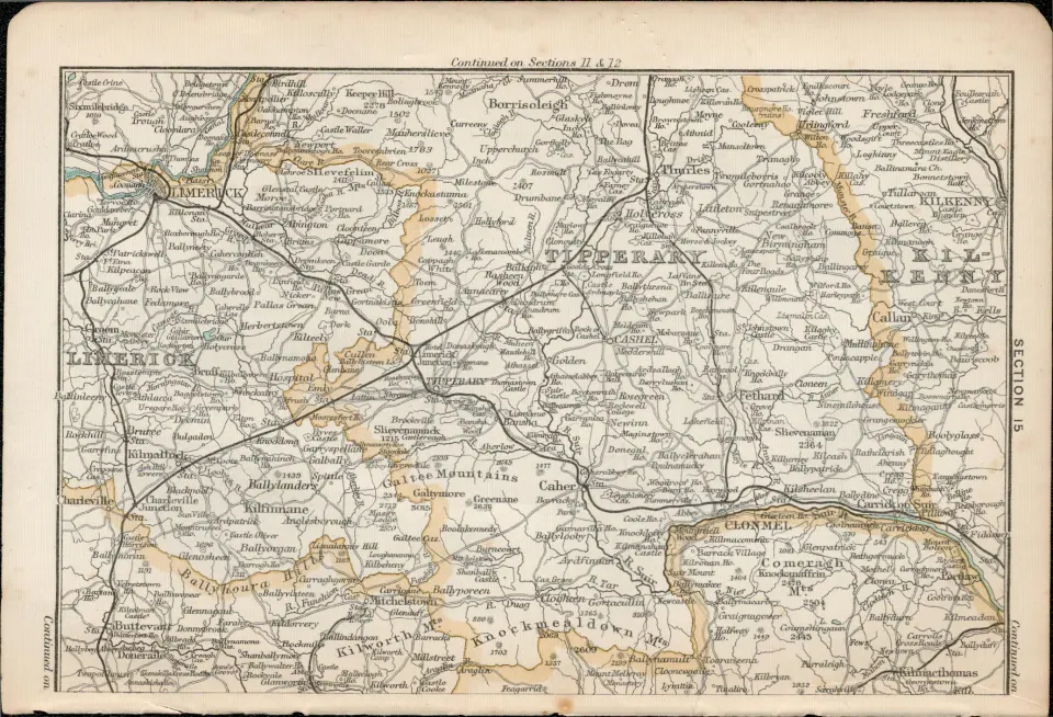 Ireland Tipperary Limerick Wexford Etc Antique Map 15.