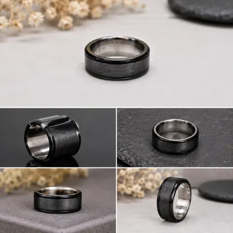 Black Spinner Ring – Rotating Band Design