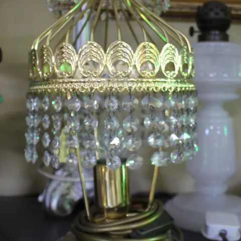 Vintage Gold Plated Crystal Table Lamp