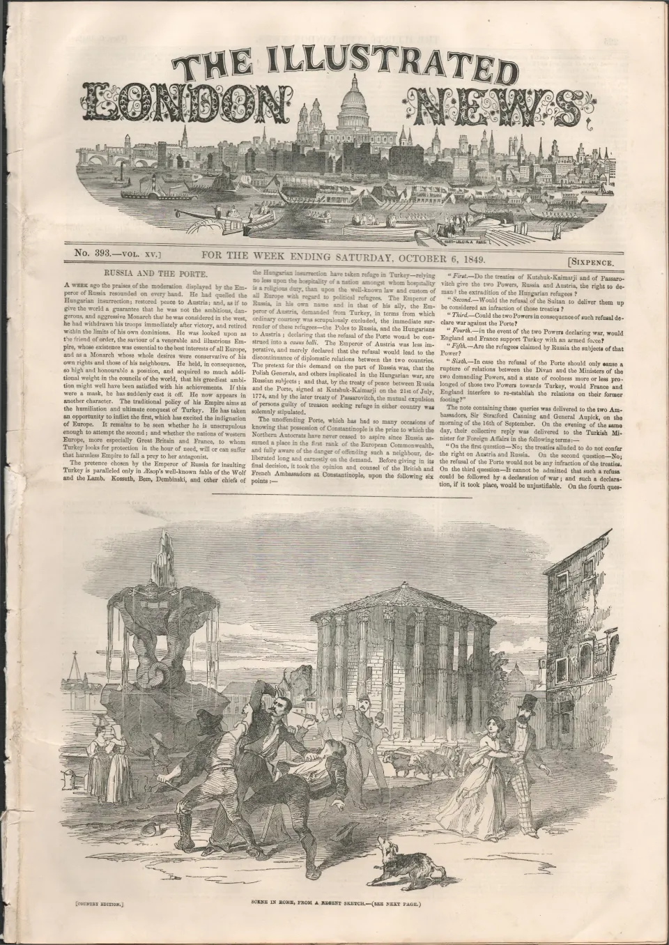 Return Of Queen Victoria  The Highland Tour Antique Newspaper 1849.