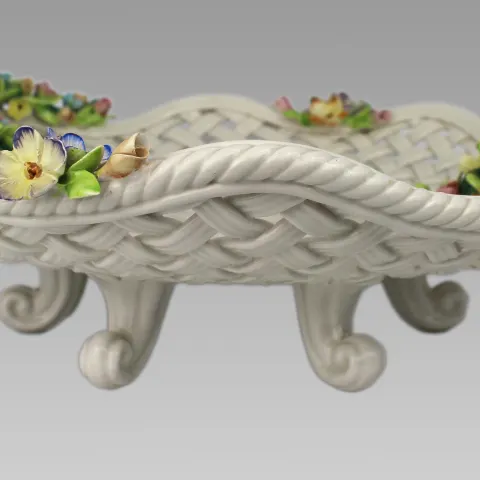 Vintage Capodimonte Flower Encrusted Centrepiece Bowl