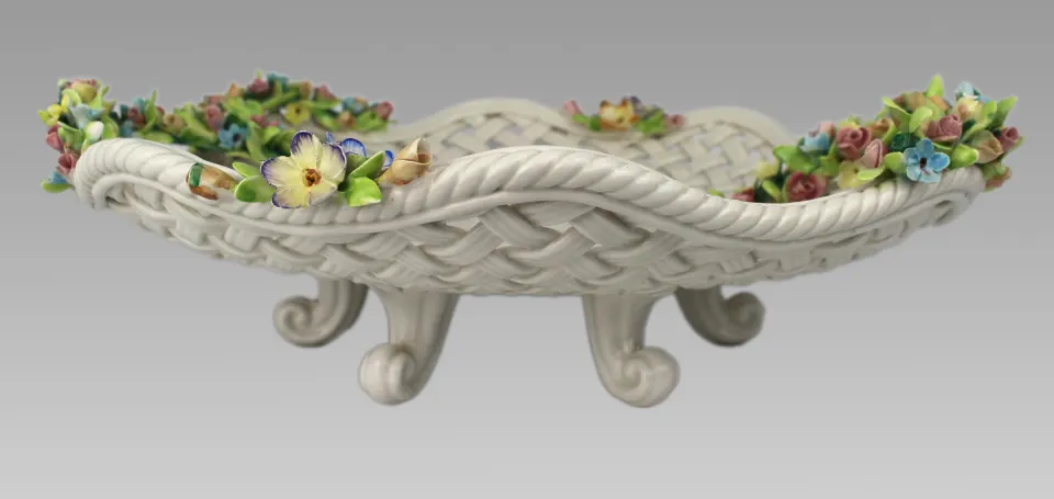Vintage Capodimonte Flower Encrusted Centrepiece Bowl