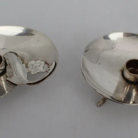 Pair of Art Nouveau Style Vintage Silver Plate Berg Denmark Candlesticks