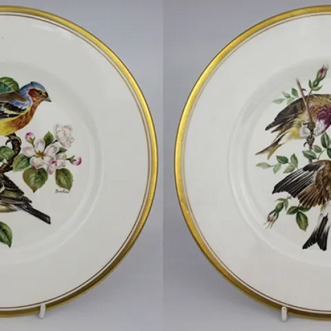 Pair of Boehm Porcelain Bird Plates
