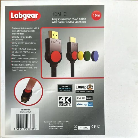 5 X LABGEAR HDMI CABLE 15M