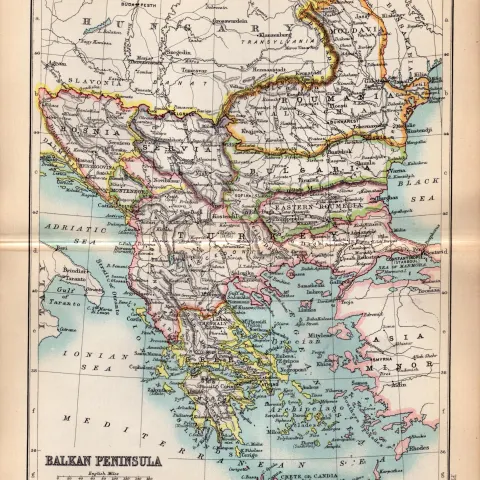 The Balkan Peninsula Double Sided Antique 1896 Map.