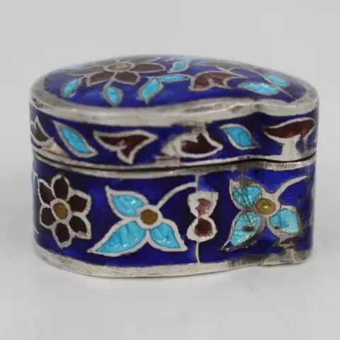 Fine Cloisonné  Enamel Silver Pill Box