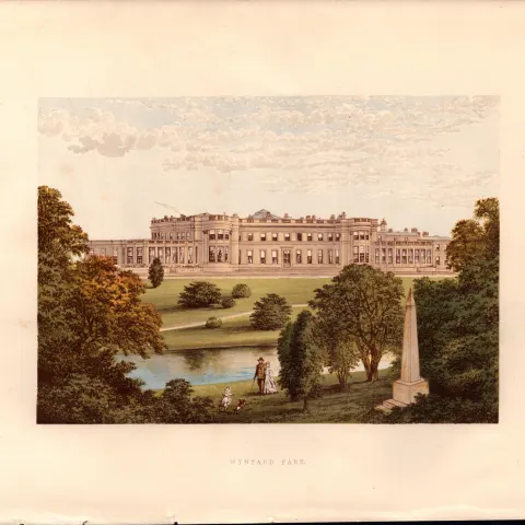 Wynyard Park Stockton Durham Gilt-Edge Coloured Antique Book Plate.