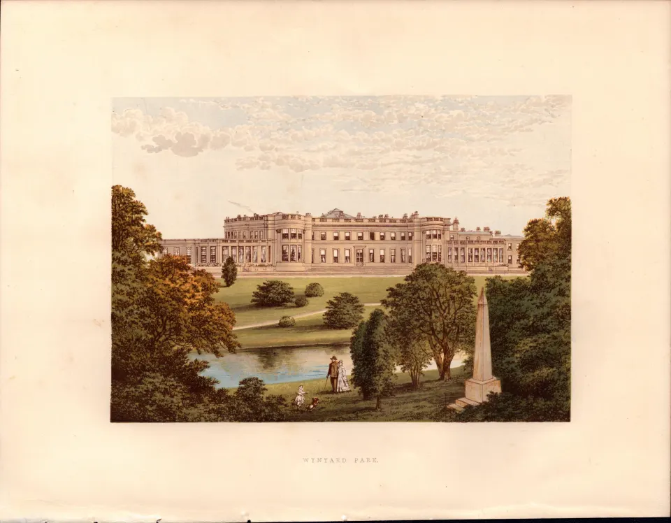 Wynyard Park Stockton Durham Gilt-Edge Coloured Antique Book Plate.
