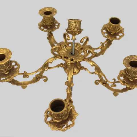 Ornate Gilt Metal Girandole Candle Holders