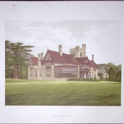 Cowdray Park Sussex 160 Years-Old Gilt-Edge Coloured Antique Book Plate-12
