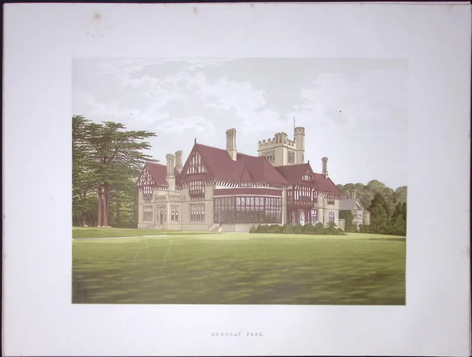 Cowdray Park Sussex 160 Years-Old Gilt-Edge Coloured Antique Book Plate-12