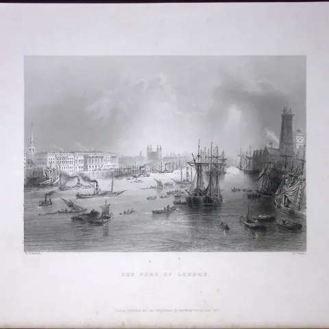 London Port WH Bartlett 183 Years-Old Antique Steel Engraving-4