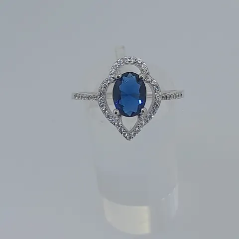 Silver dress ring set with cz stones