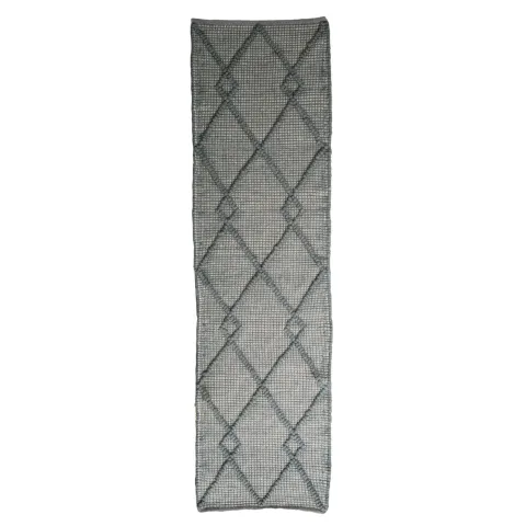 Grey Diamond Pattern Runner Wool Rug (60 x 230cm) RRP - £164