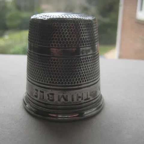 Antique "Just A Thimble Full" Large English Pewter Sheffield Shot Drinks Measure