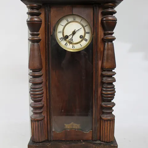 Antique Enamel Dial Mahogany Regulator Wall Clock