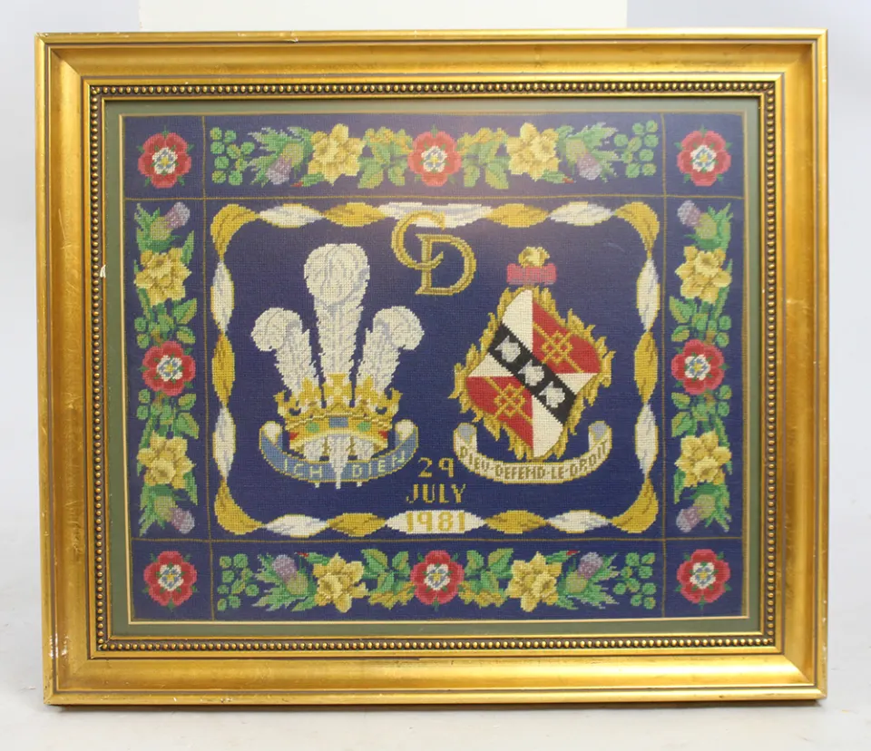 Tapestry Commemorating the Marriage of Charles & Diana 1981 Framed