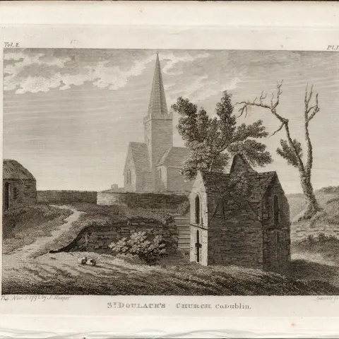 St Doulachs Church Co Dublin Rare 1791 Francis Grose Antique Print.