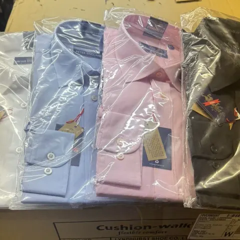 Large Box of Approx 60  Men’s Peter England Shirts, Blue, Pink, White & Black Various Sizes
