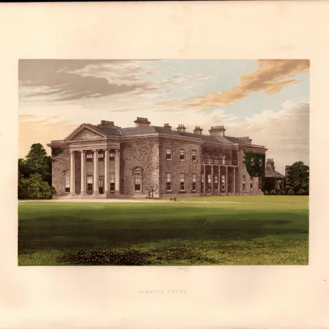 Bishopcourt Co Kildare Ireland Gilt-Edge Coloured Antique Book Plate.