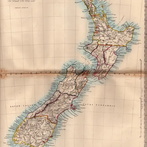 The Islands Of New Zealand Antique Detailed Victorian c1850 Map.