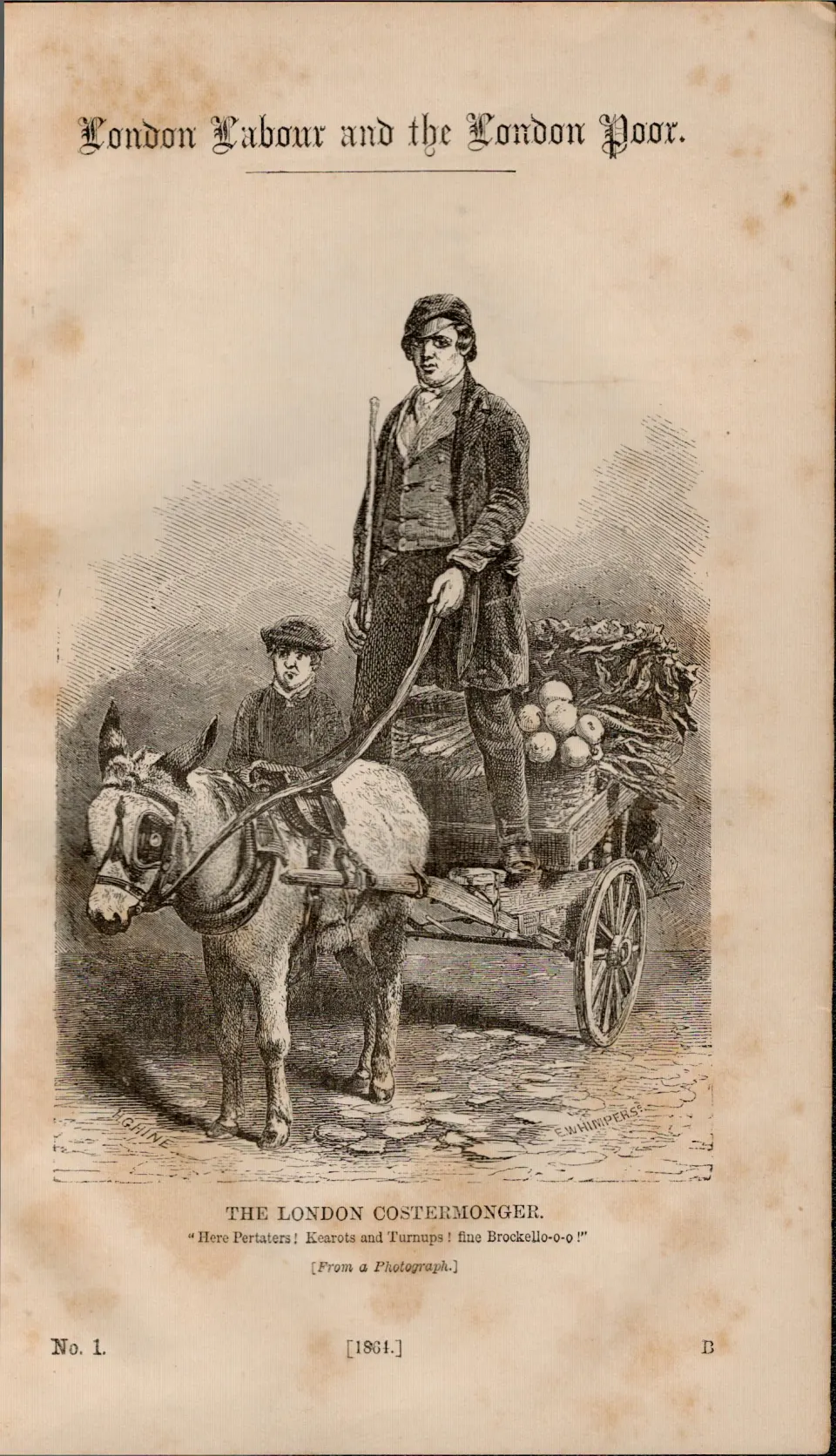 London Fruit & Veg Sellers Rare Antique 1864 Henry Mayhew Print.