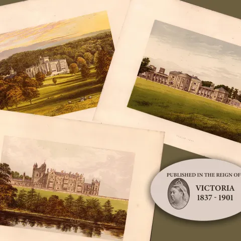 Lancashire 150 Years-Old Job Lot Gilt-Edge Coloured Victorian Antique Book Plates