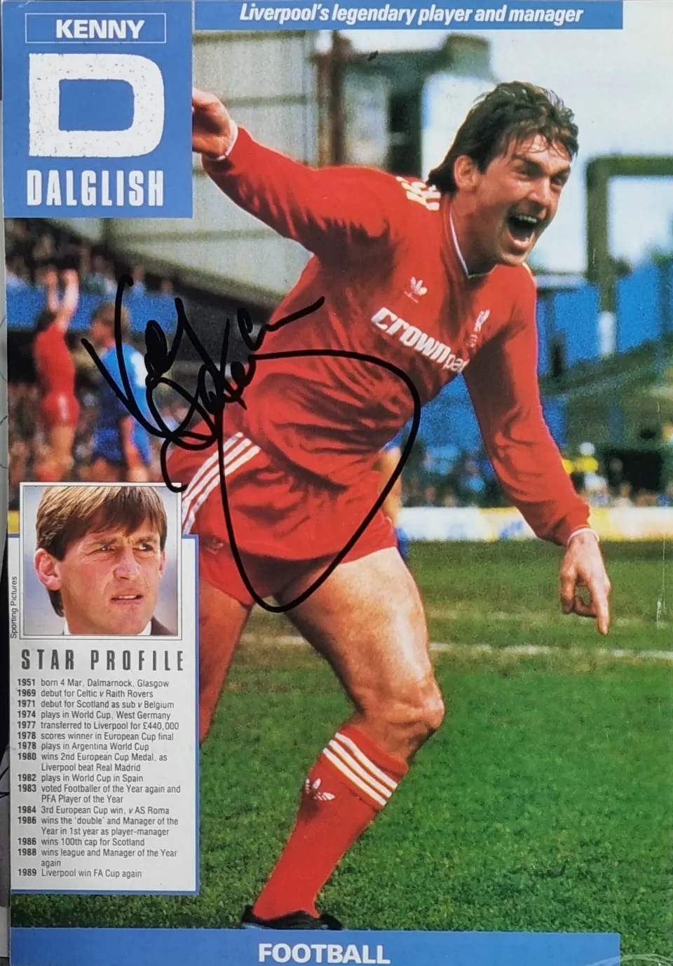Kenny Dalglish Original Signature