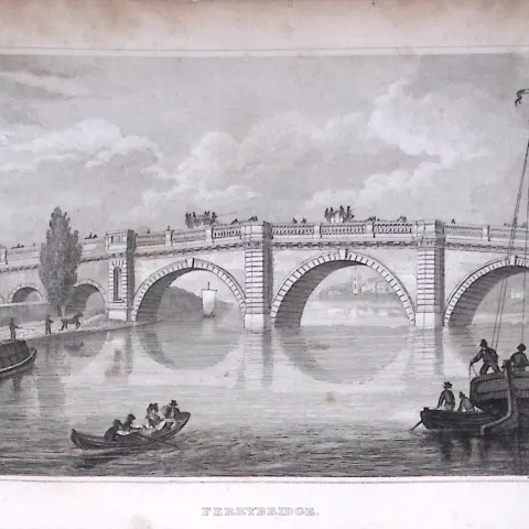 Ferrybridge North Yorkshire 198 Years-Old Thomas Allen Antique Steel Engraving-82