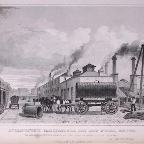 Bolton Steam Engine & Irons Works Antique 195 Years-Old Steel-Engraving-31
