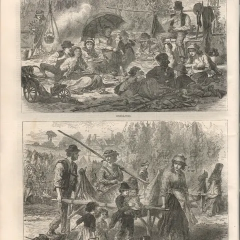 Victorian Hop Picking Kent, Sussex, Surrey Antique 1867 Newspaper