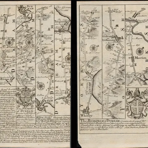 Bowen 290 Yrs Old Scarce Road Map Whitby Morton Durham Sunderland Tynemouth.