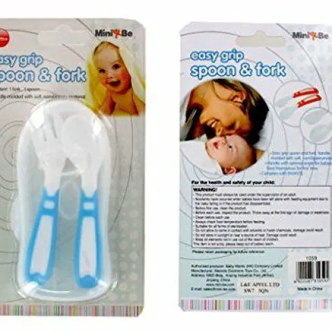 40 x Mini Be Blue Easy Grip Spoon and Fork Set Baby Toddler Non-Slippery 7+ Months