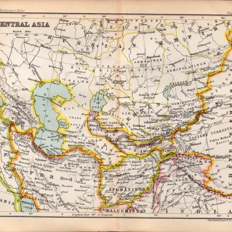 Central Asia Arabia Afghanistan Double Sided Antique 1896 Map.