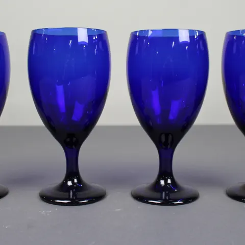 Set of 4 Vintage Cobalt Blue Goblets