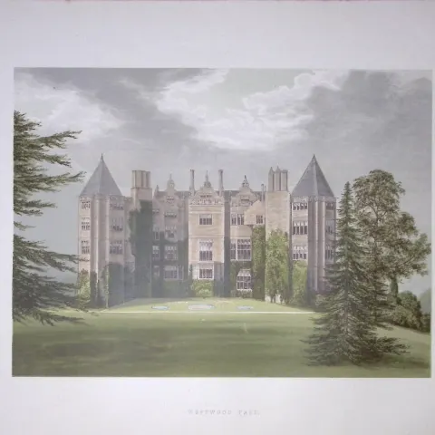 Westwood Park Droitwich 160 Years-Old Gilt-Edge Coloured Antique Book Plate-6