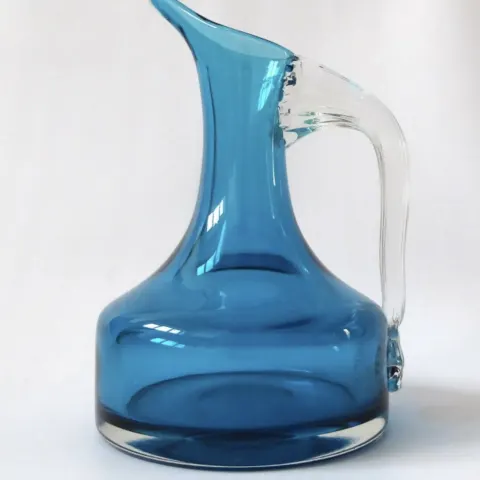 Whitefriars Glass Kingfisher Blue Jug, Model No 9719 - The Smaller Version