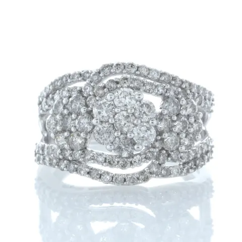 14ct Gold Flower Cluster Diamond Ring 2.00ct