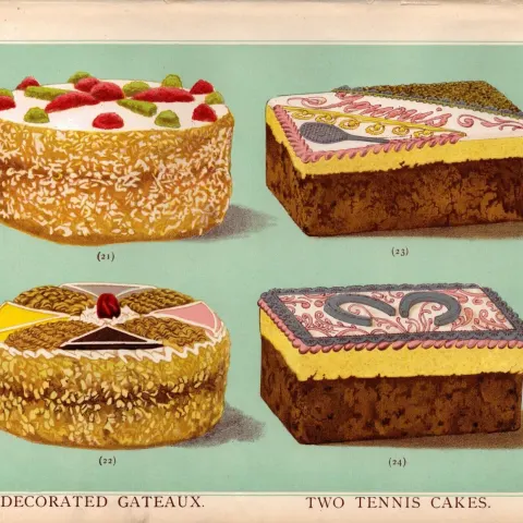Gateaux Cakes 1 T Percy Lewis AG Bromley Antique Chromolithograph Print