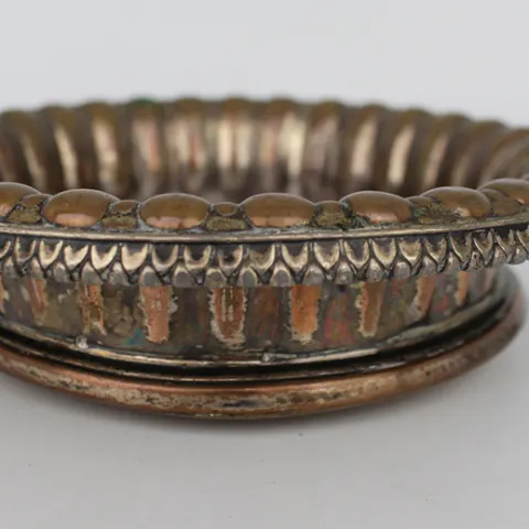 Antique Sheffield Plated Turned Wooden Wine Coaster