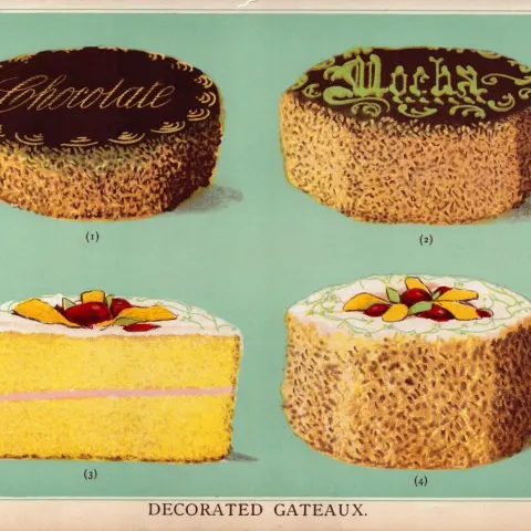 Gateaux Cakes 2 T Percy Lewis AG Bromley Antique Chromolithograph Print.