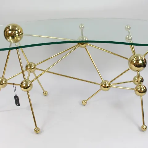 Eichholtz Kidney Shaped Glass Topped Atomic Design Table