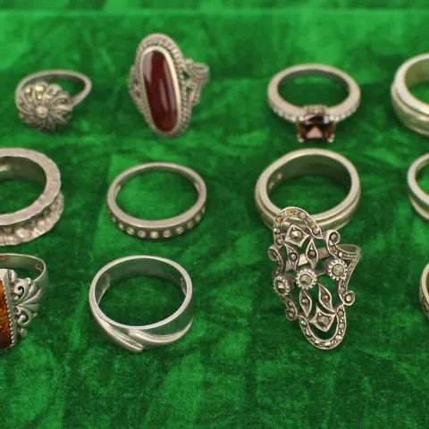 Collection of 24 Vintage Silver Sterling 925 Gemstone Rings