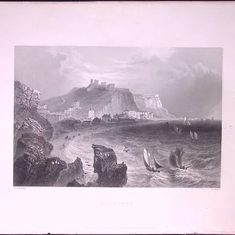 Hastings Sussex WH Bartlett 183 Years-Old Antique Steel Engraving-30
