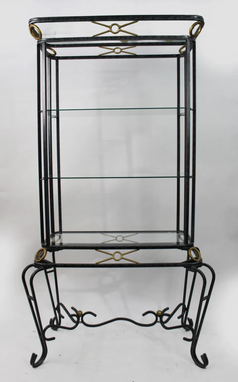 Vintage Hollywood Regency Metal & Glass Shelves