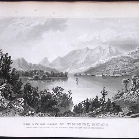 Kerry Upper Lake Killarney Ireland 194 Years Old Antique Steel Engraving-11