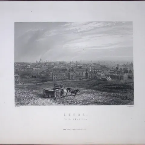 Yorkshire View of The City of Leeds Antique 150 Years-Old Engraving-5