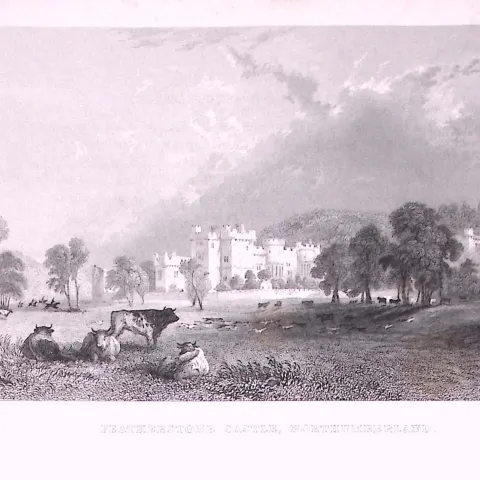 Featherstone Castle Northumberland Antique Steel Engraving-32-TR