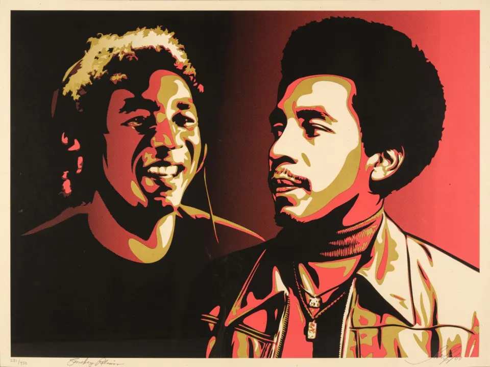 Shepard Fairey(B 1970-)Shepard Fairey & Smokey Robinson (Red), 2009, screenprint in colours with COA